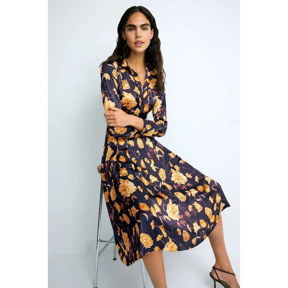 Ted Baker Dresses & Skirts - Ted Baker London Women's Floral Print Long Sleeve Midi Shirtdress Size 0